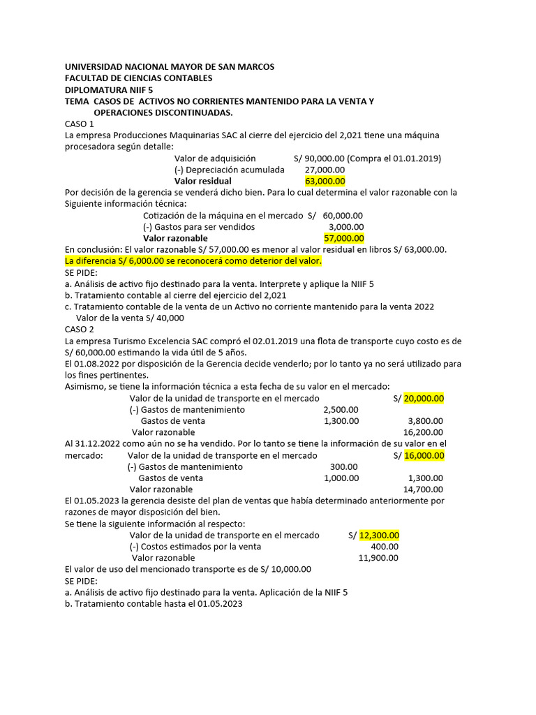 Análisis de NIIF 5 en Activos para Venta | PDF | normas internacionales ...