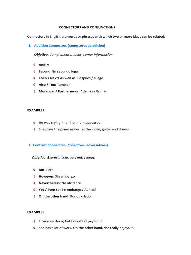 CONNECTORS AND CONJUNCTIONS PDF
