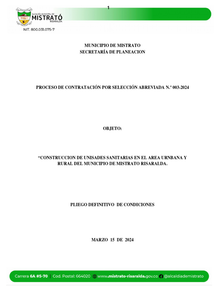 Pliego de Condiciones Definitivo 2024 | PDF