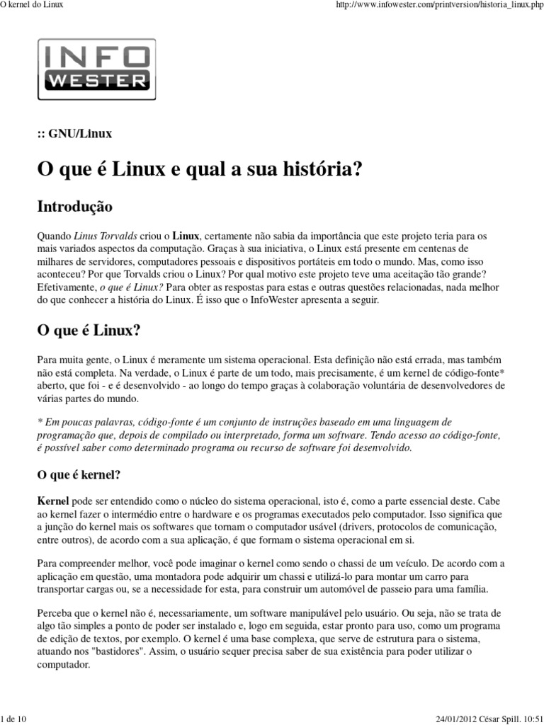 História e Conceito do Linux | PDF | Linux | Gnu