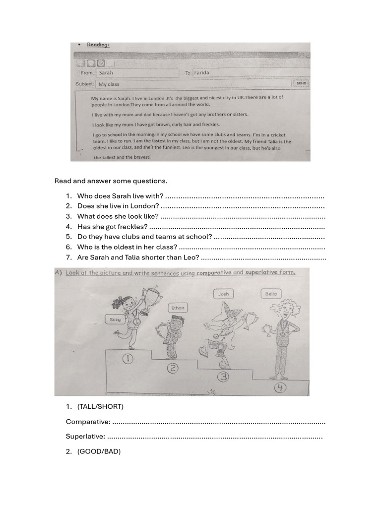 Kids' English Practice Worksheet | PDF