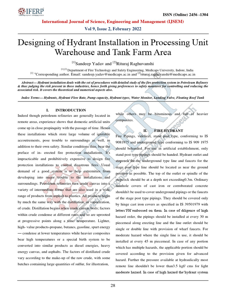 Hydrant Installation Design for Refineries | PDF | Pipe (Fluid ...