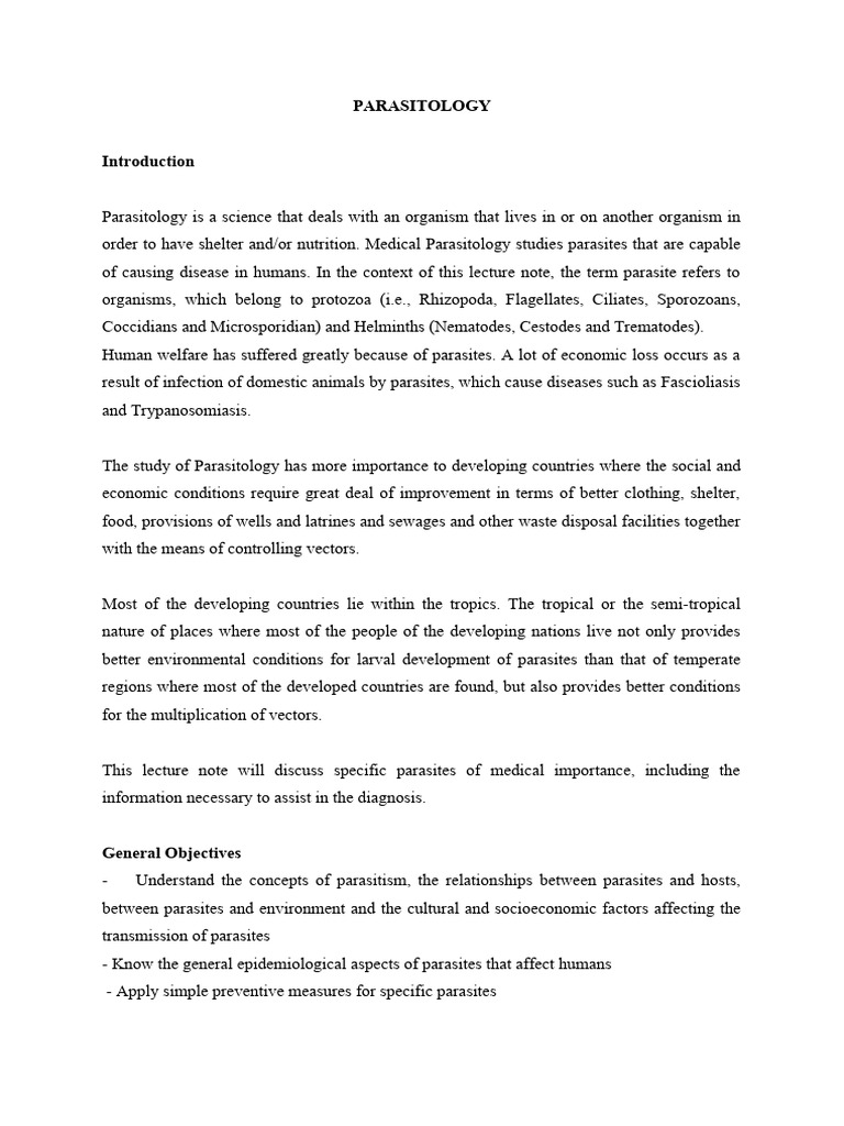 Lecture 1 Introduction To Parasitology 7 December 2023 | PDF ...