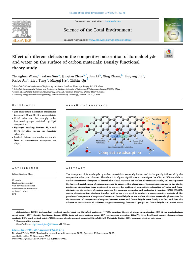 Science of The Total Environment | PDF | Adsorption | Intermolecular Force