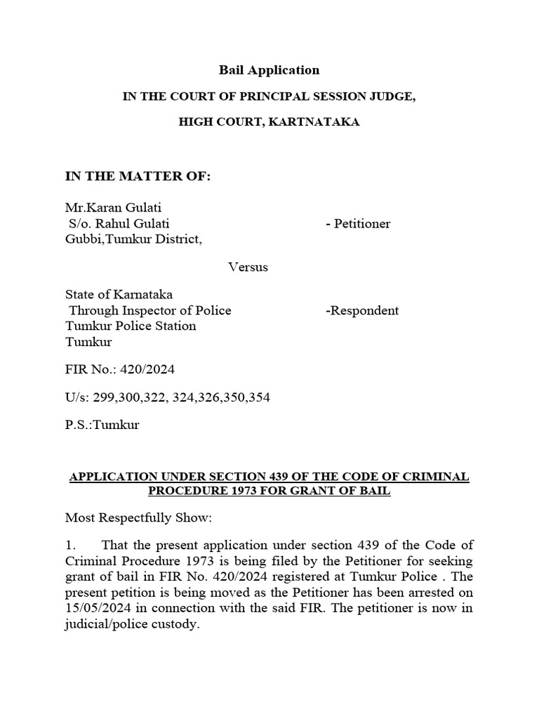 Bail Application | PDF | Bail | Judiciaries