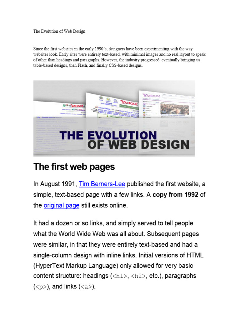 The Evolution of Web Design | PDF | World Wide Web | Internet & Web