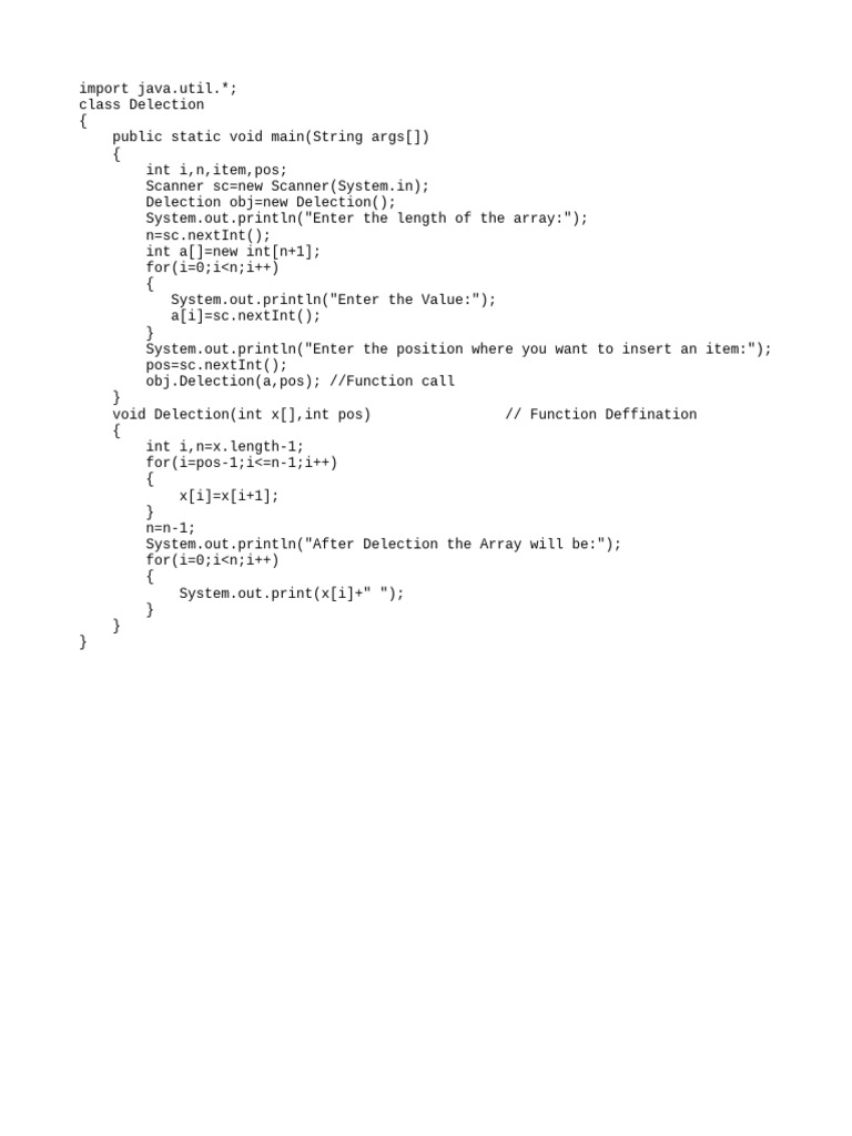 Array Deletion in Java Program | PDF | Teaching Methods & Materials ...