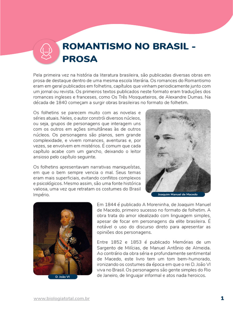 Romantismo No Brasil - Prosa | PDF | Prosa