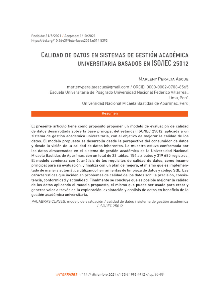Guia Calidad de Datos Basada en ISO IEC 25012 | PDF | SQL | Bases de datos
