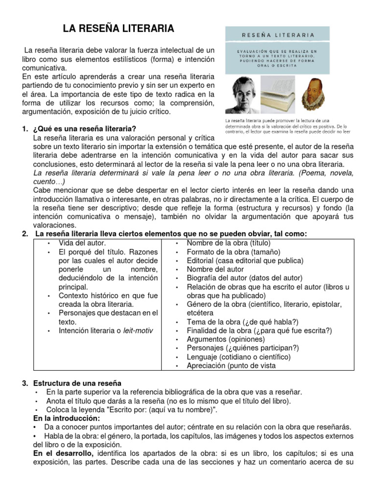 La Reseña Literaria | PDF | Autor | Publicación