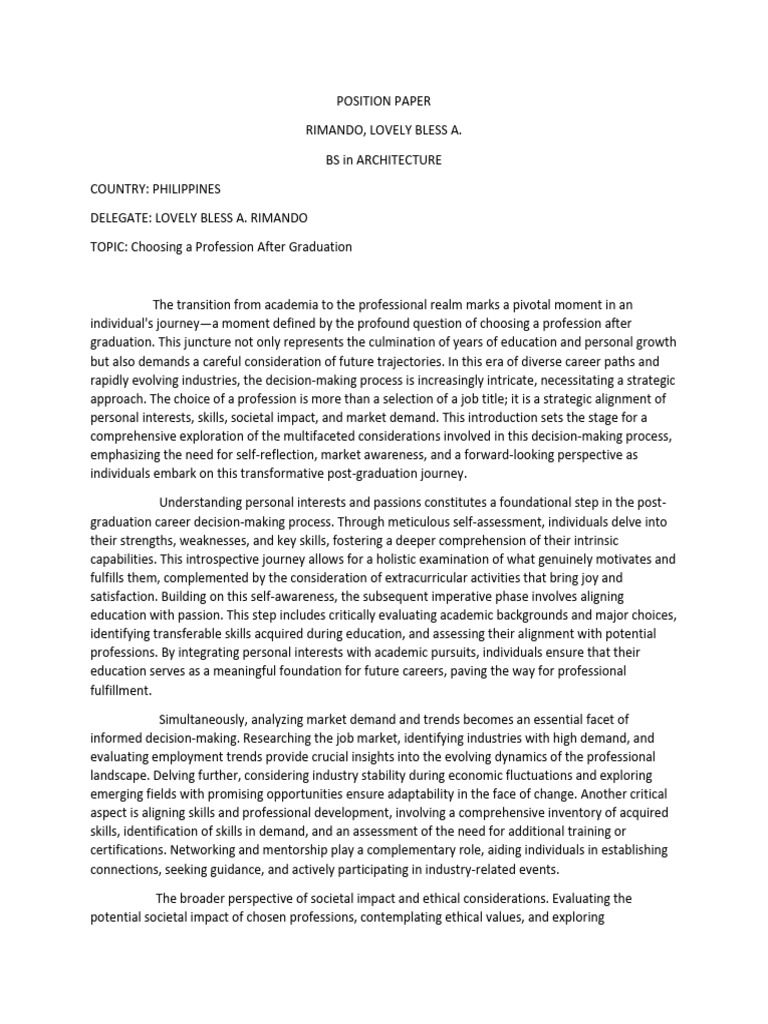 Position Paper | PDF | Mentorship | Market (Economics)
