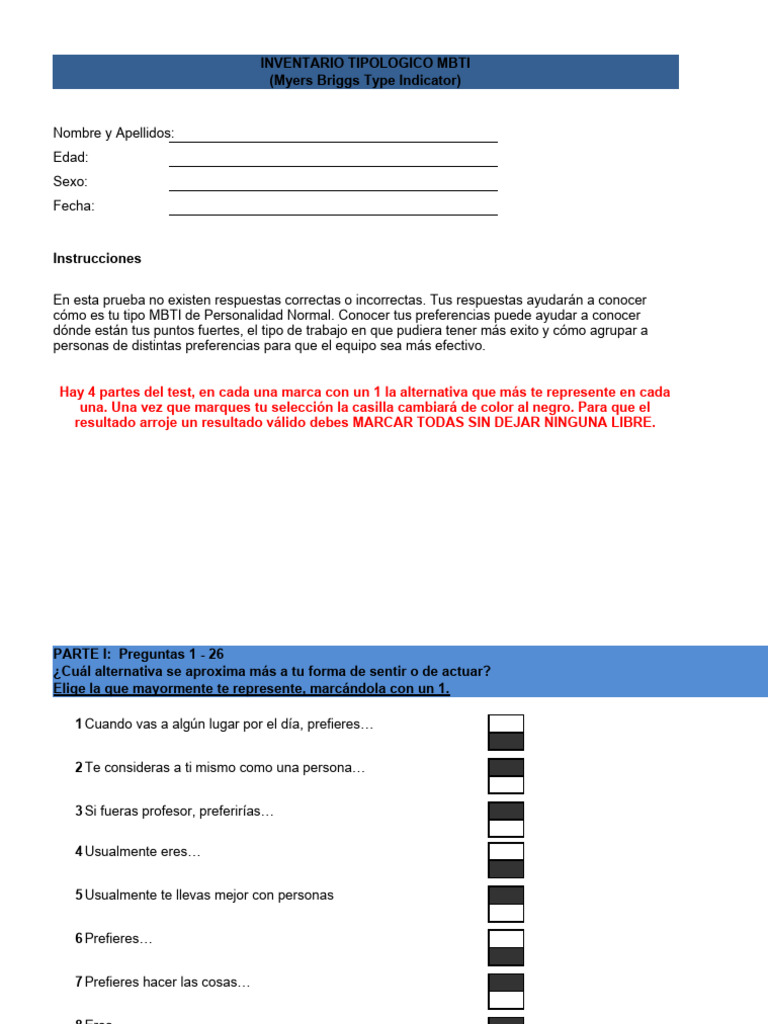 Test Mbti LC | PDF