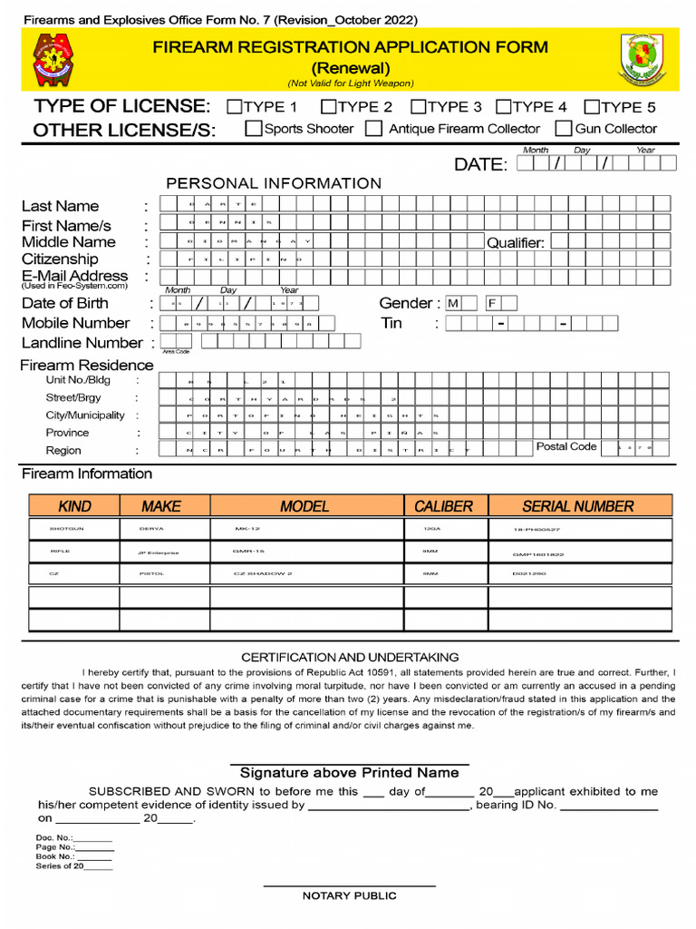 Firearm Inventory List for Las Piñas | PDF