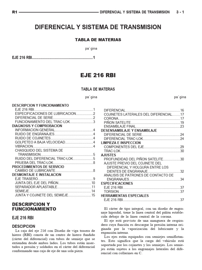 Diferencial y Sistema de Transmision 2 Parte | PDF | Engranaje | Eje