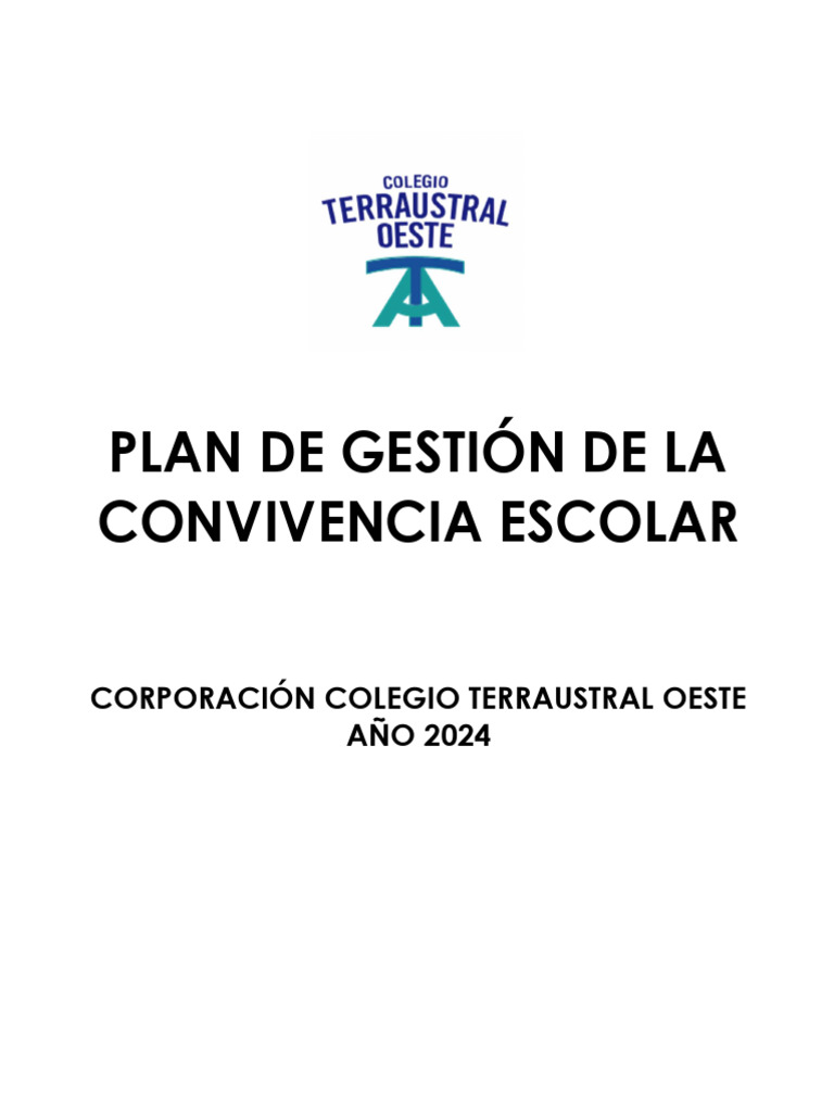 Plan de Gestión de Convivencia Escolar 2024 | PDF | Aprendizaje | Pedagogía
