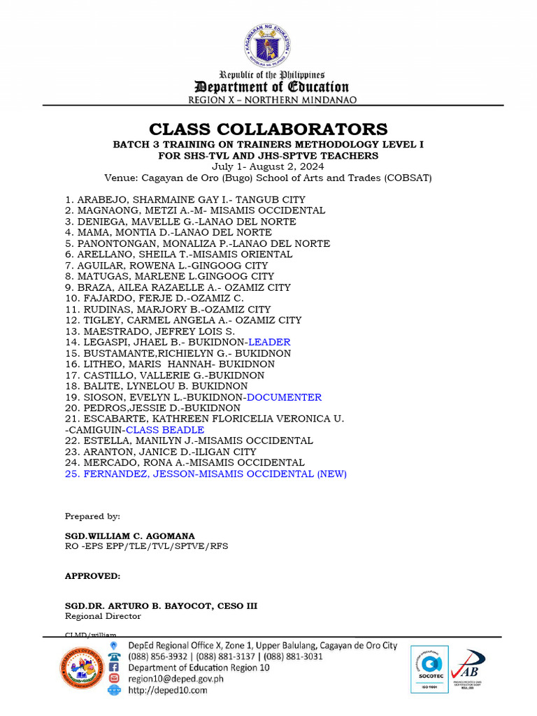 Batch 3 Training for SHS-TVL Teachers | PDF | Business | Travel