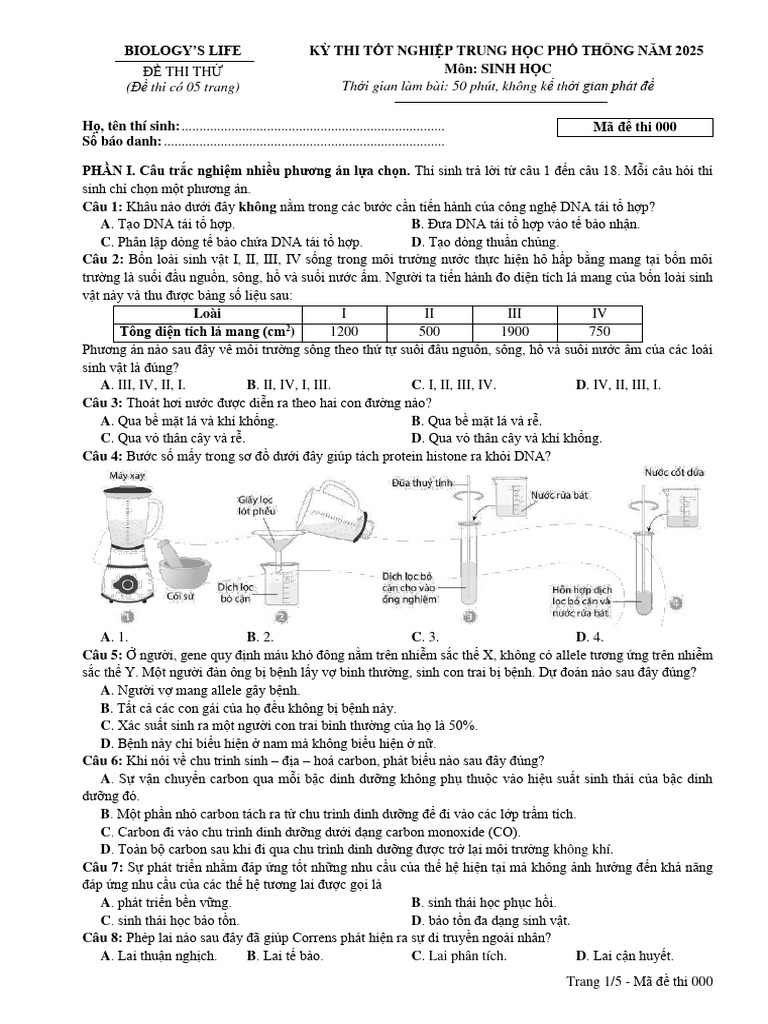 Đề Thi Thử 2025 Số 1 | PDF