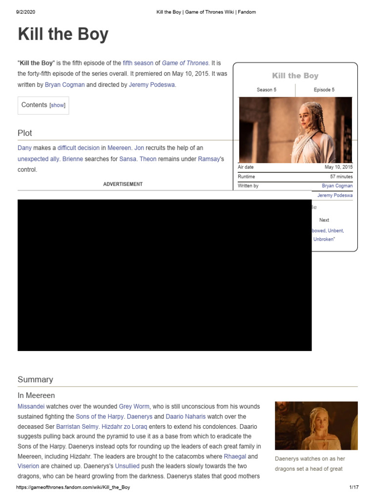 05 - Kill The Boy - Game of Thrones Wiki - Fandom | PDF | World Of A ...