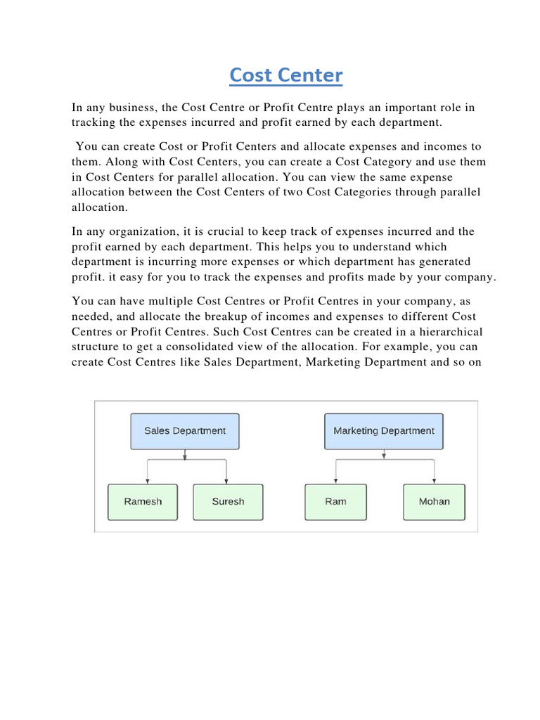 1 - Notes of Cost Center | PDF | Expense | Cost