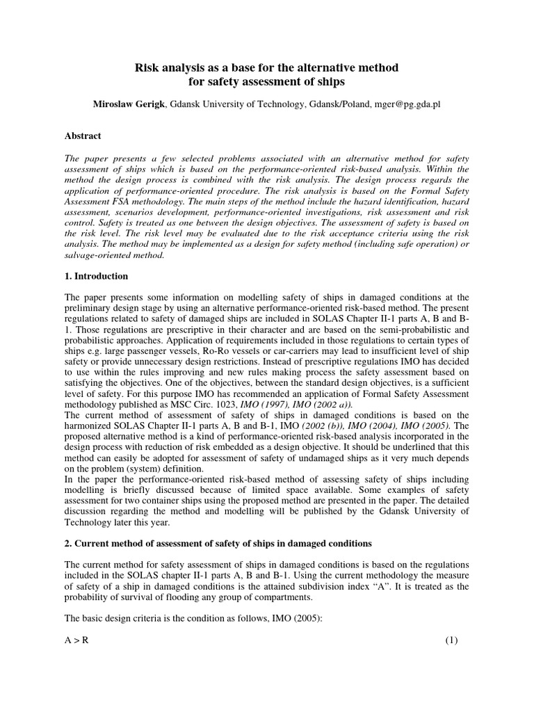 369 Gerigk - Risk Analysis As A Base For The Alternative Method For ...