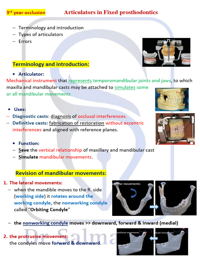 Articulators PDF Dentistry