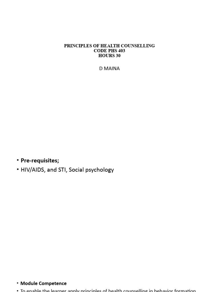 Principles of Counselling | PDF | Psychotherapy | Goal