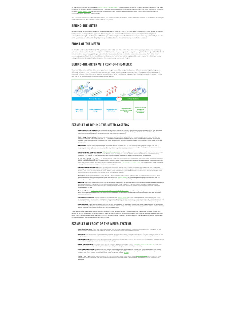 Behind-the-Meter vs Front-of-the-Meter | PDF | Solar Power | Renewable ...