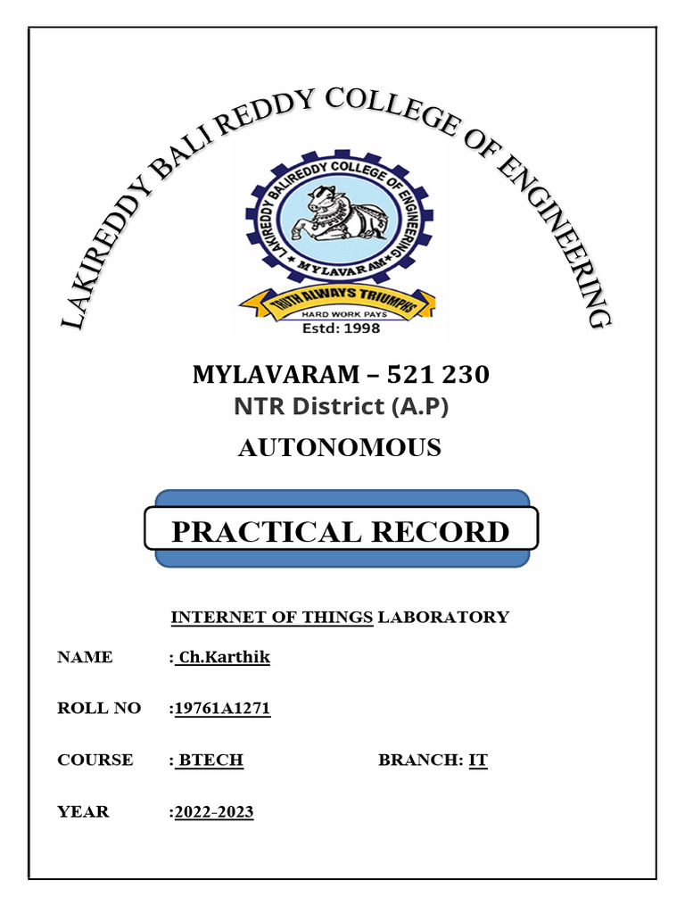 IoT Laboratory Practical Record 2022-23 | PDF | Area | Python ...
