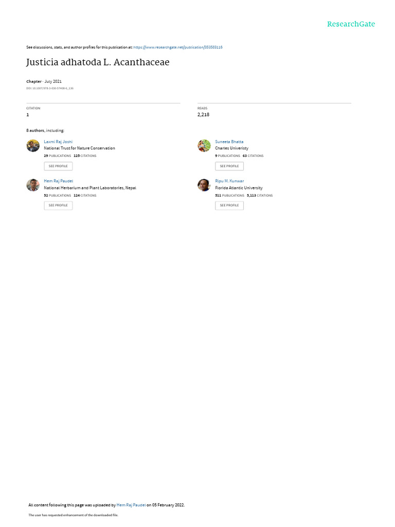 Justicia adhatoda: Uses and Ecology | PDF | Cough | Bronchitis