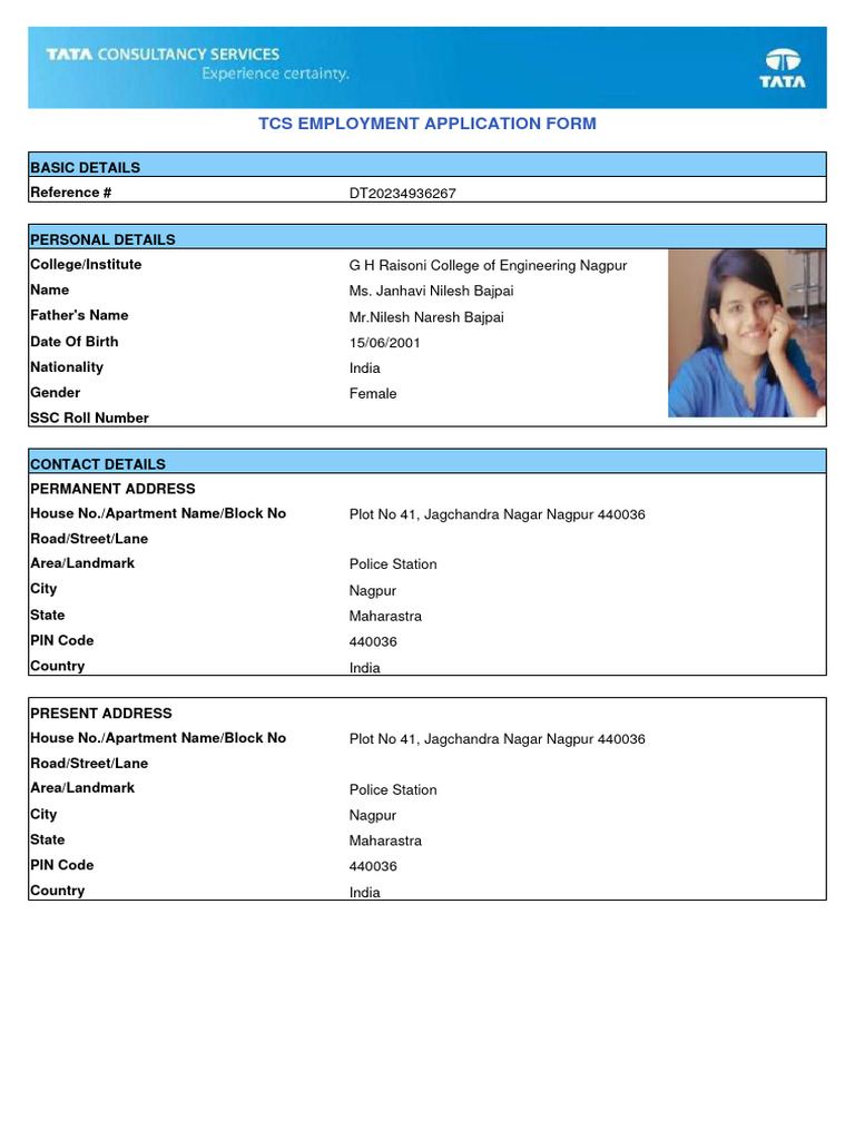 TCS Employment Application Form | PDF | Government | Justice