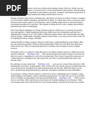 Thrift Store Business Plan Examples