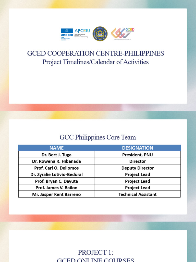 GCED Projects Timeline and Team Overview | PDF | Qualitative Research ...