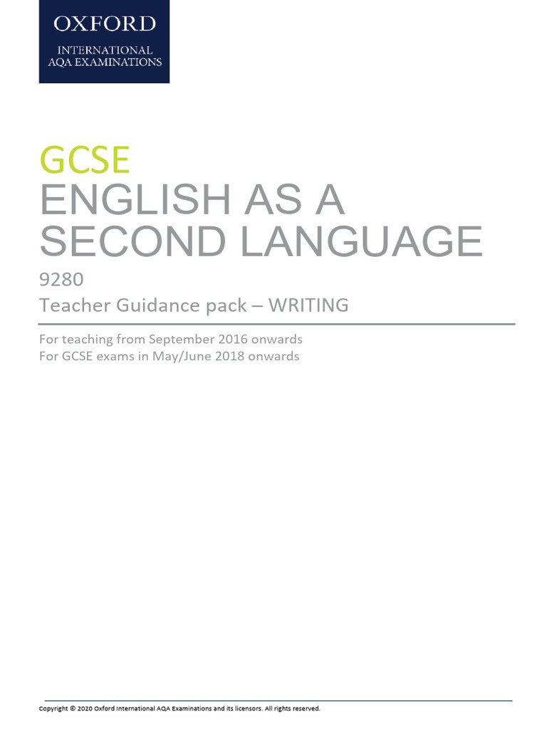 Oxfordaqa Gcse Esl Writing Teacher Guidance Pack | PDF | English As A ...