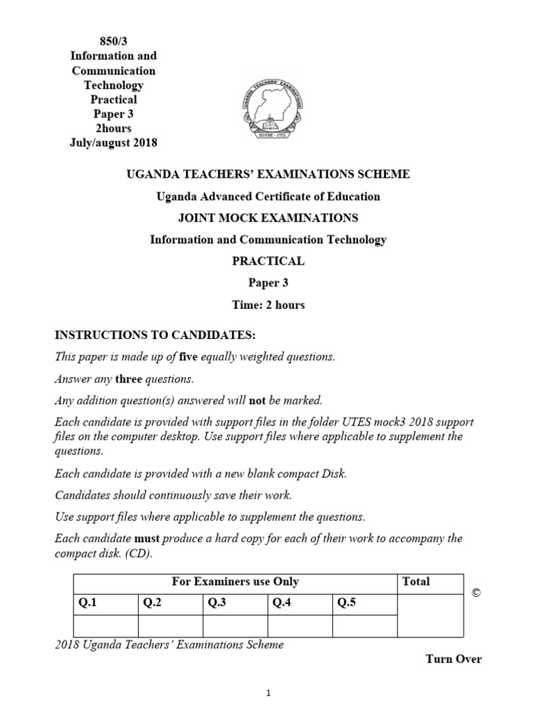 UACE ICT Practical Exam Guidelines | PDF | Computer File | Computing
