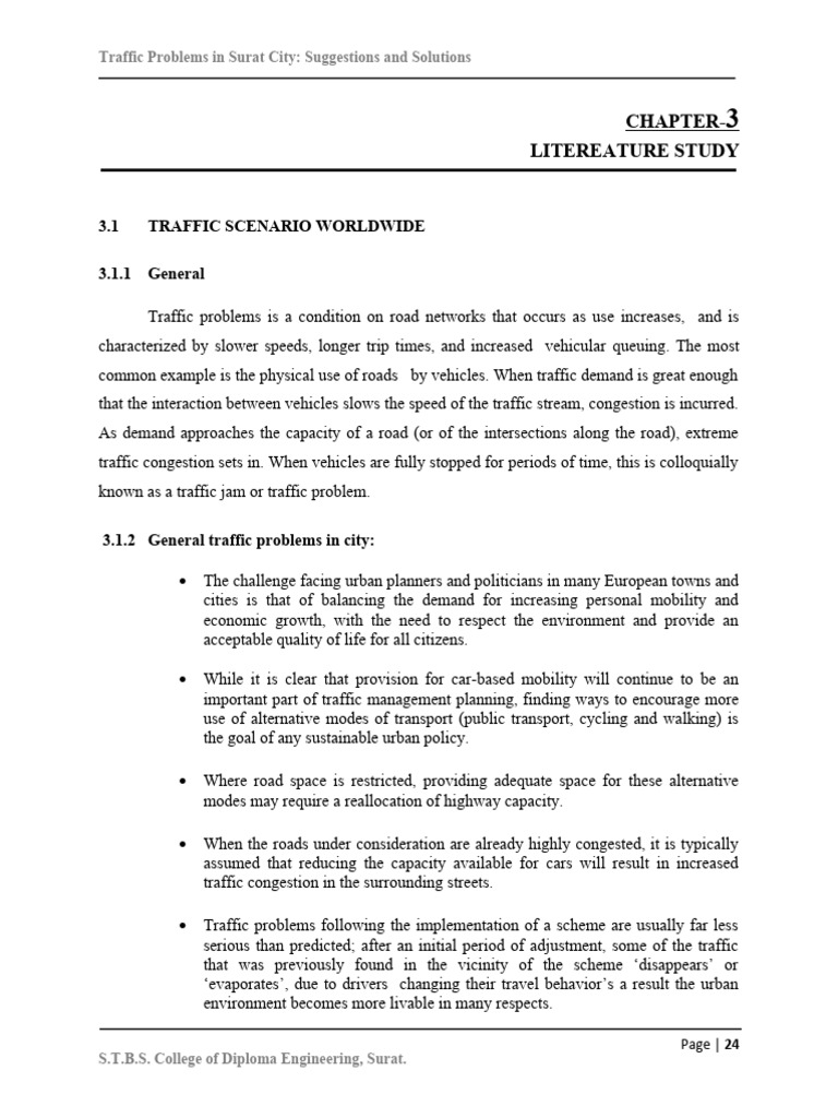 Chapter - 3 Literature Review | PDF | Traffic Congestion | Traffic