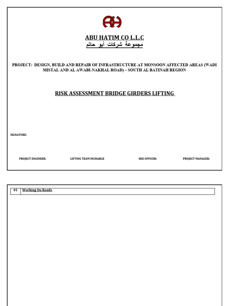Risk Assessment for Infrastructure Lifting | PDF | Risk Assessment ...