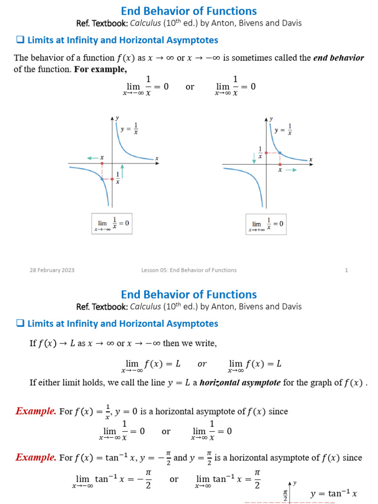 Lesson 05 - End Behavior of Functions-1-1 | PDF | Asymptote | Infinity image.