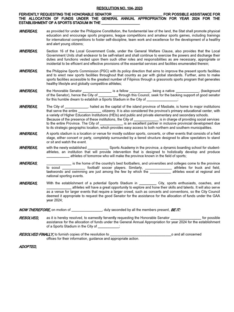 Request for Sports Stadium Funding 2024 | PDF | Sports | Government