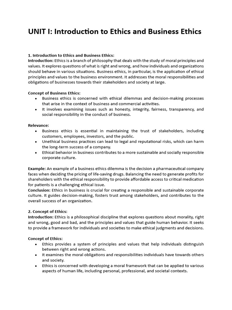 Introduction to Business Ethics Principles | PDF | Corporate Governance ...