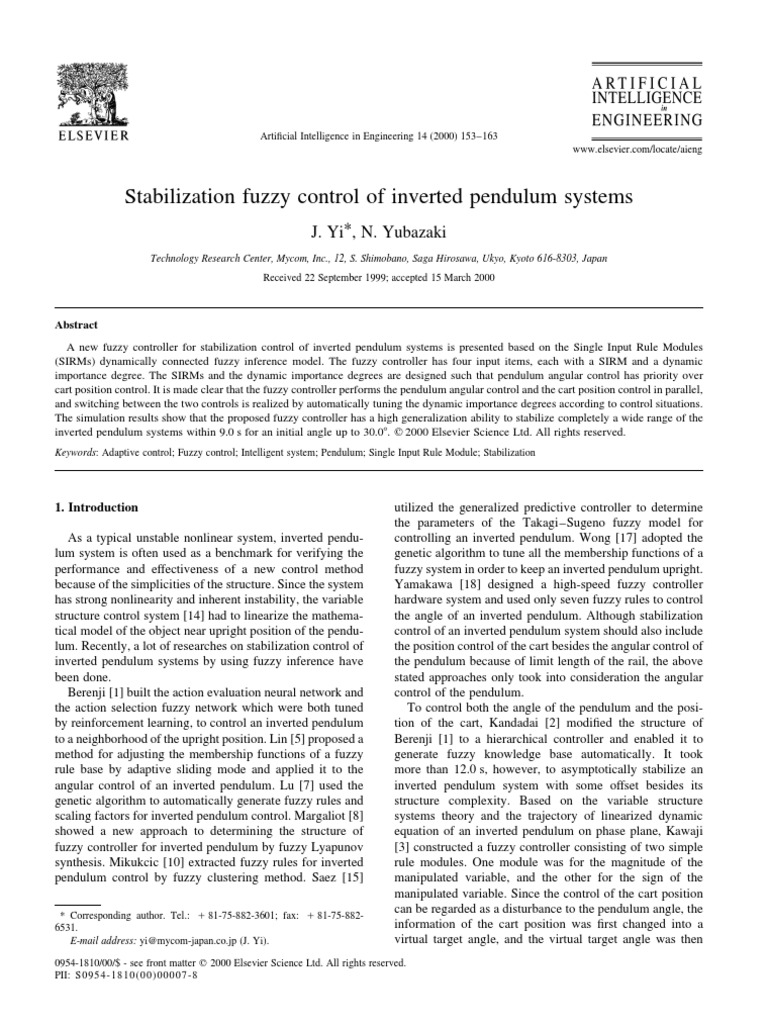Fuzzy Control for Inverted Pendulum Stability | PDF | Fuzzy Logic ...