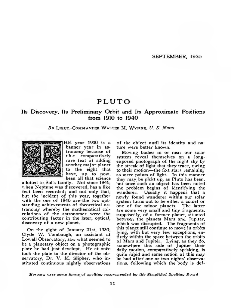 Pluto's Discovery and Orbit Details | PDF | Planets | Pluto
