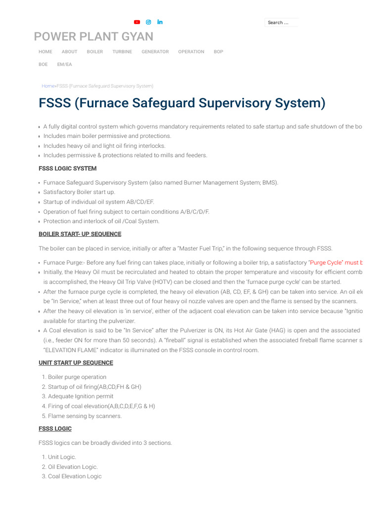 FSSS Overview in Power Plant Operations | PDF | Boiler | Fuel Oil