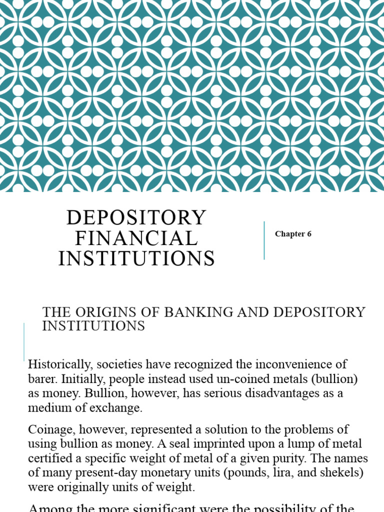 Banking and Depository Institutions Overview | PDF | Banks | Money