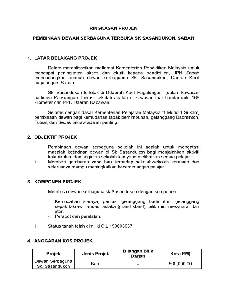 Ringkasan Projek Dewan 1 | PDF