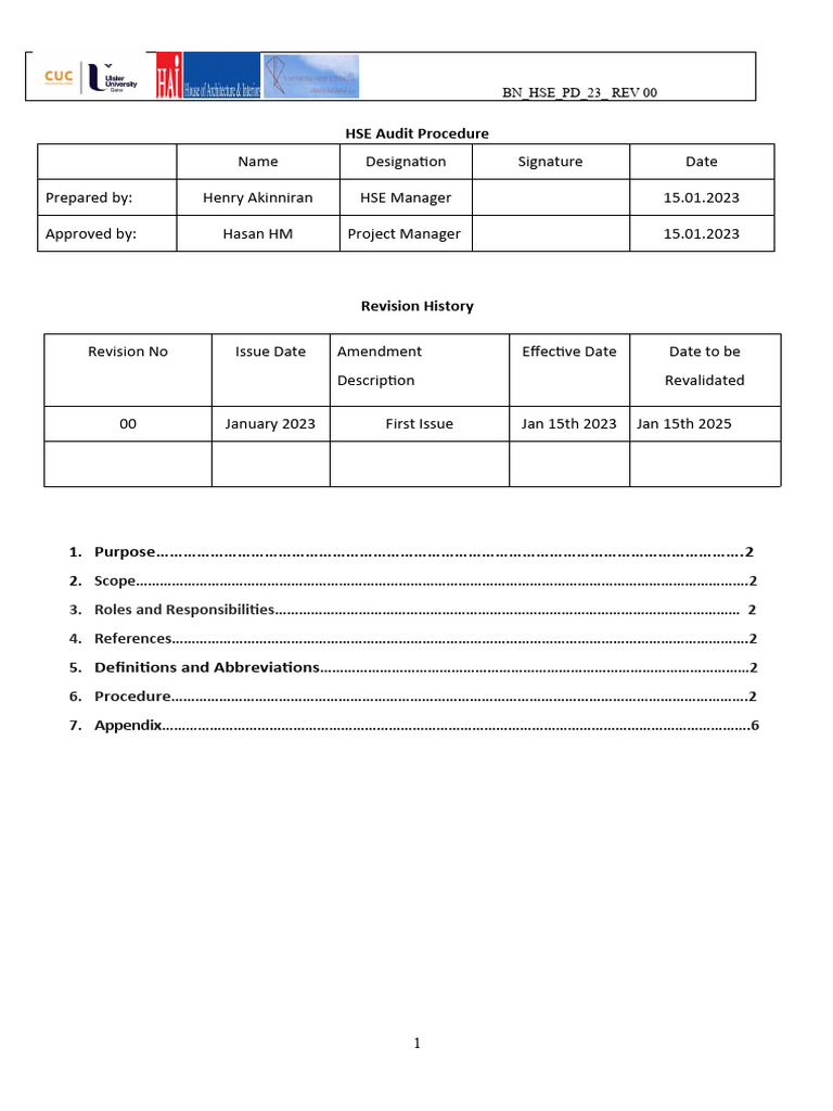 HSE Audit Procedure Overview | PDF | Audit | Auditor's Report