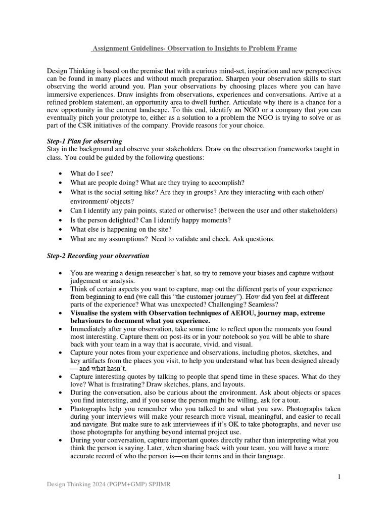 Design Thinking Assignment Guidelines | PDF | Experience | Design Thinking