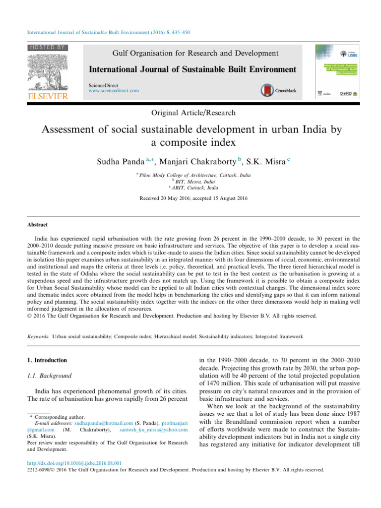 Urban Social Sustainability Index India | PDF | Sustainability ...