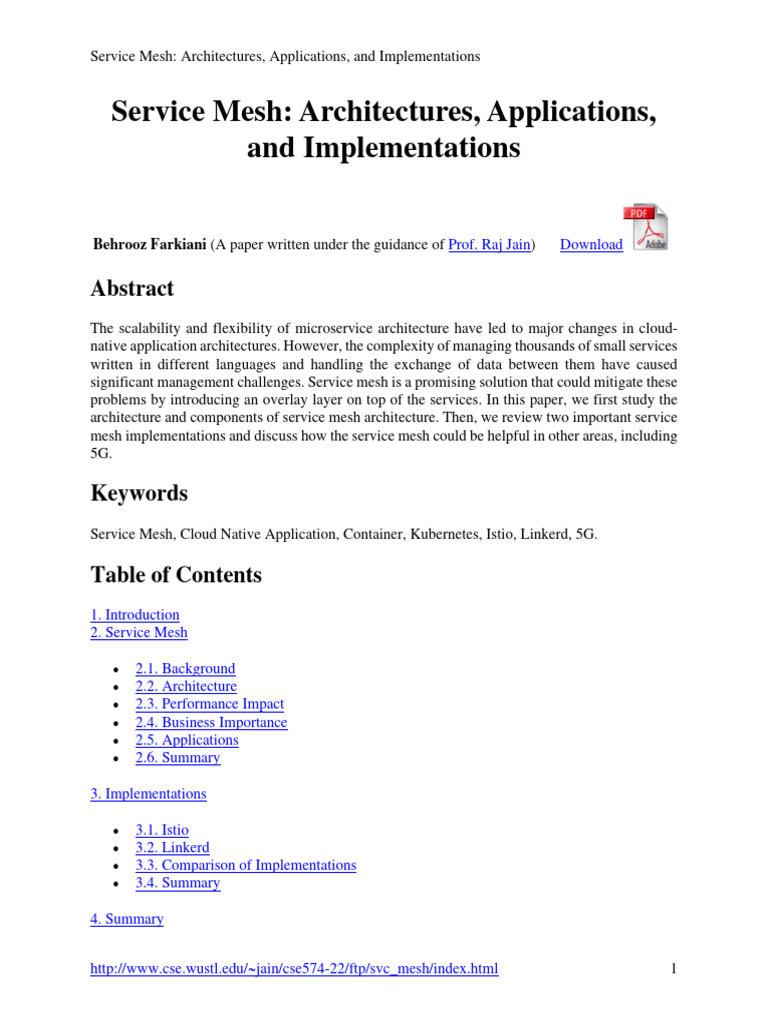 Service Mesh Architectures and Use Cases | PDF | Service Oriented ...