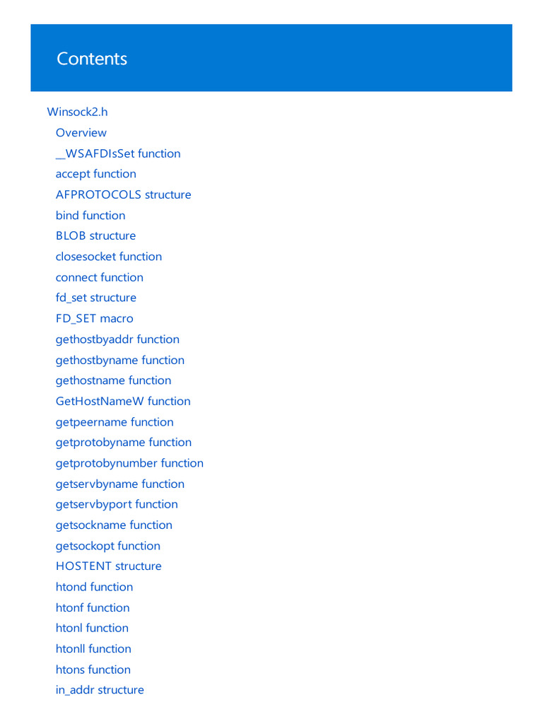 Winsock2.h Functions and Structures Guide | PDF | Network Socket | Port ...