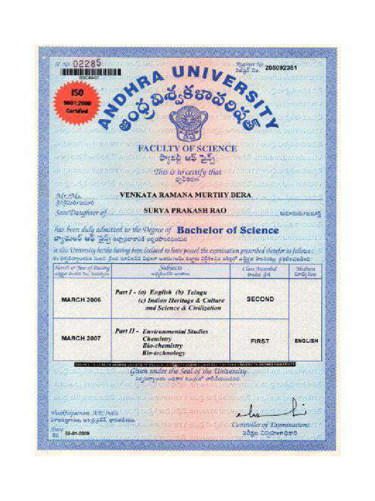 Degree Certificate | PDF